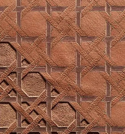 Cuir cognac gravé d'un motif de cannage géométrique