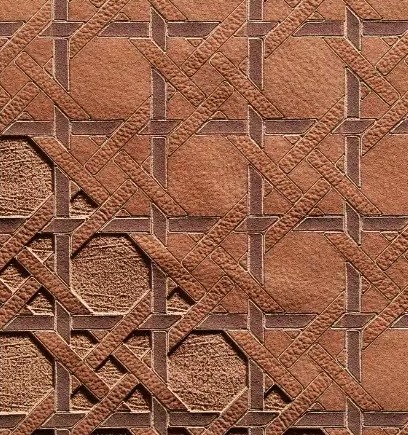 Cuir cognac gravé d'un motif de cannage géométrique