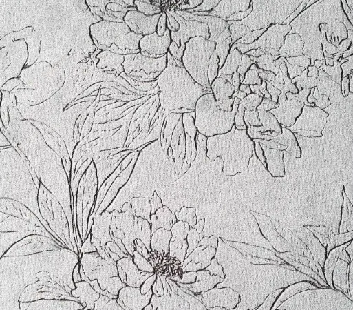 Lin clair gravé au laser d'un décor floral au trait