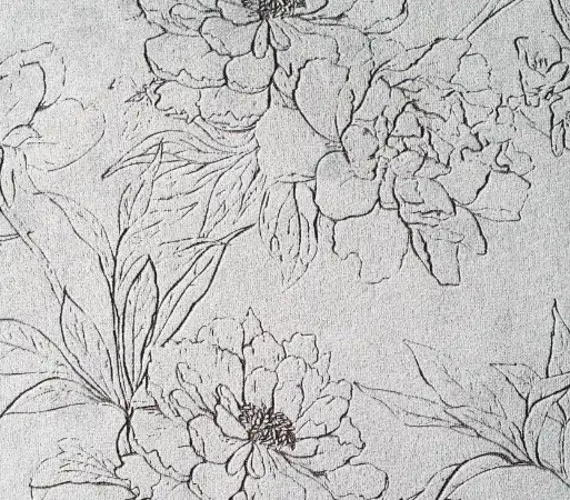Lin clair gravé au laser d'un décor floral au trait